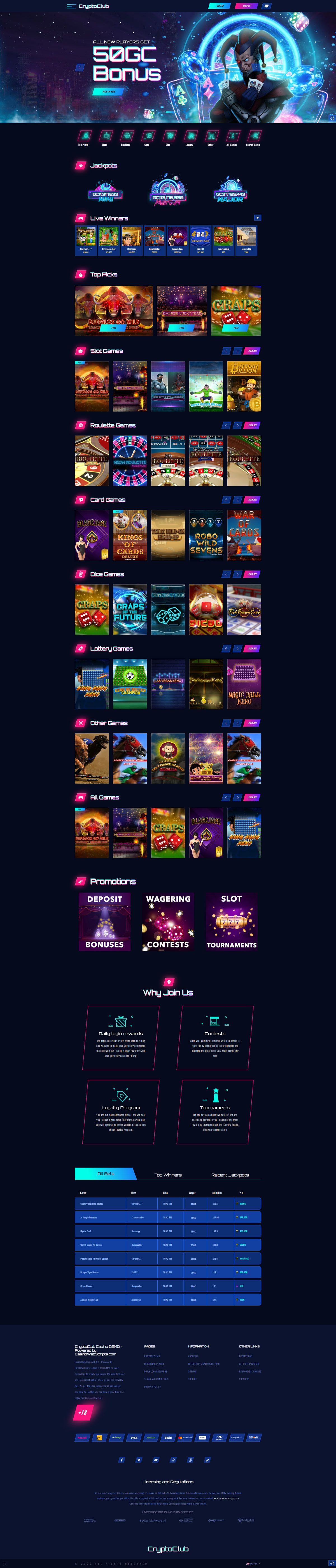 Live Casino Demo Template Light SciFi Blue